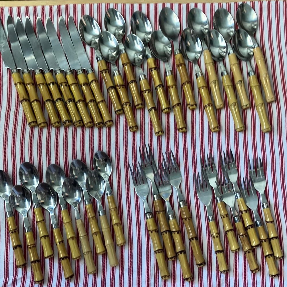40 piece Faux Bamboo Flatware Set